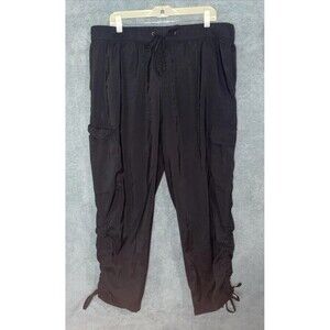 Sofia Jeans Pants Womens Size 20 Black Cargo Pockets Elastic Waist Ruched Casual